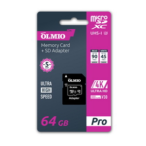   microSDXC 64GB UHS-I (U3) V30 Olmio