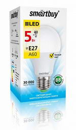 Лампа светодиод. A60 (E27, 5Вт, тёпл) Smartbuy