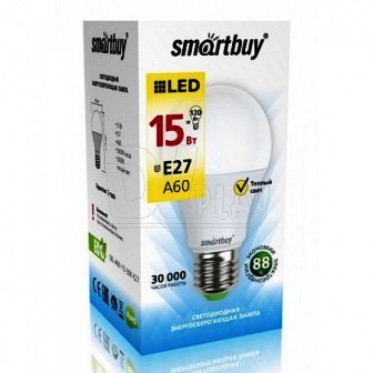 Лампа светодиод. A60 (E27, 15Вт, тёпл) Smartbuy
