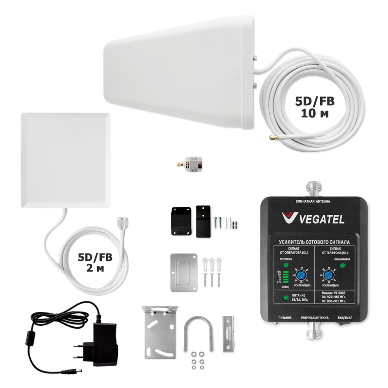 Готовый комплект VEGATEL VT-900E-kit (LED) GSM-900 (2G), ?60 дБ, Гарантия 2 года